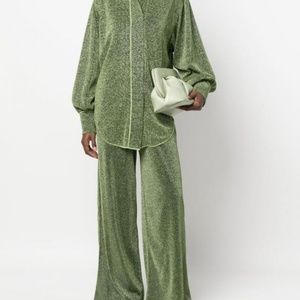 OSEREE Lurex-Detail Curved-Hem Shirt Medium/Large & Pants Large